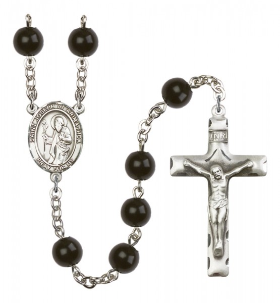 Men's St. Joseph of Arimathea Silver Plated Rosary - Black