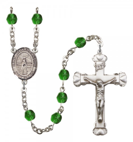 Women's St. Medard of Noyon Birthstone Rosary - Emerald Green