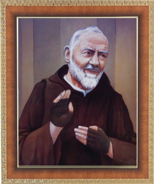 St. Padre Pio 8x10 Framed Print Under Glass - #122 Frame