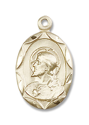Profile of Christ Scapular Medal Necklace - 14K Solid Gold