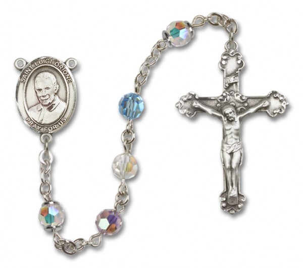 St. Luigi Orione Sterling Silver Heirloom Rosary Fancy Crucifix - Multi-Color