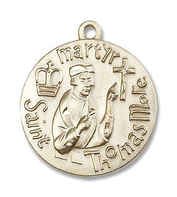 Men's St. Thomas More Medal - 14K Solid Gold