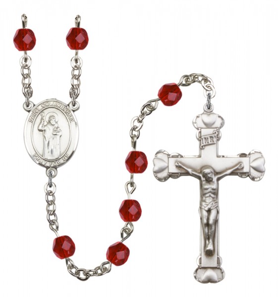 Women's St. Columbkille Birthstone Rosary - Ruby Red