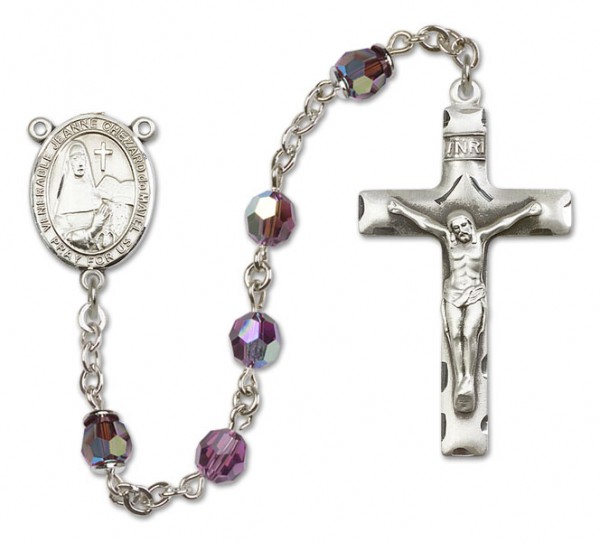 Jeanne Chezard de Matel Sterling Silver Heirloom Rosary Squared Crucifix - Amethyst