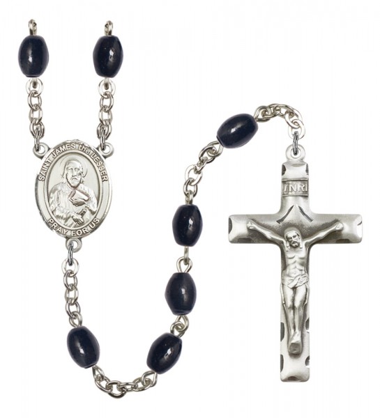 Men's St. James the Lesser Silver Plated Rosary - Black Oval