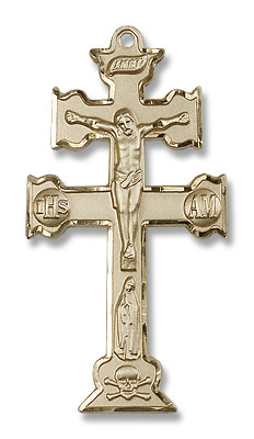Caravaca Crucifix Medal - 14K Solid Gold