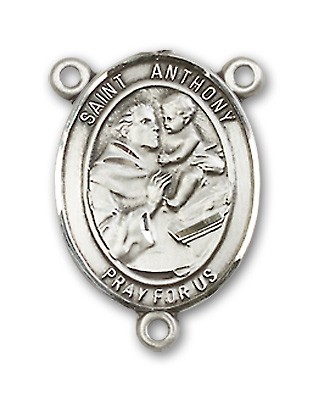 St. Anthony of Padua Rosary Centerpiece Sterling Silver or Pewter - Sterling Silver