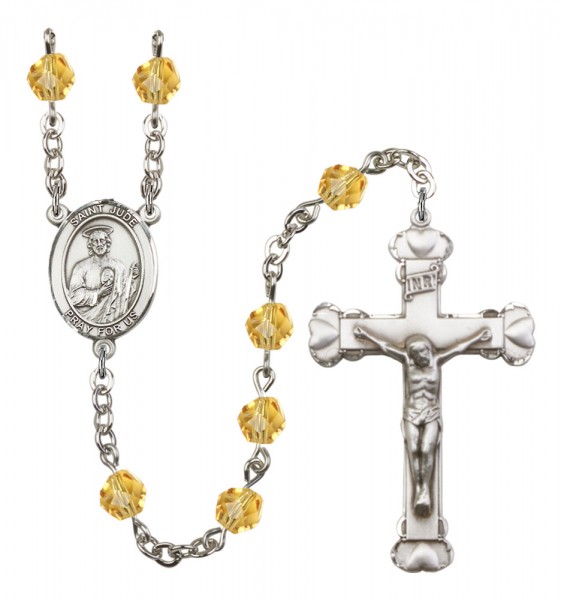 Women's St. Jude Thaddeus Birthstone Rosary - Topaz