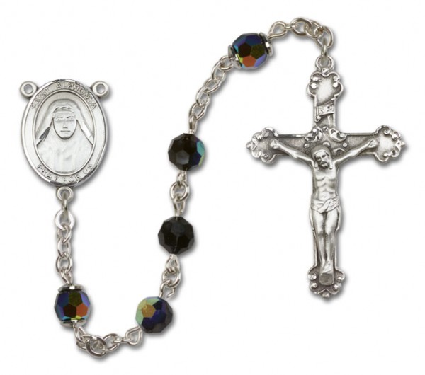 St. Alphonsa Sterling Silver Heirloom Rosary Fancy Crucifix - Emerald Green
