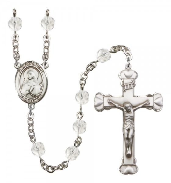 Women's St. Dorothy Birthstone Rosary - Crystal