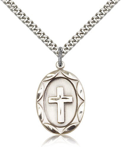 Open Cut Cross Necklace - Sterling Silver