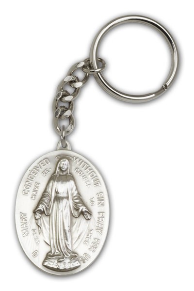 Immaculate Conception Keychain - Antique Silver