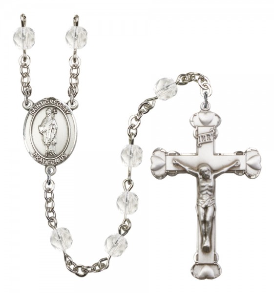 Women's St. Gregory the Great Birthstone Rosary - Crystal