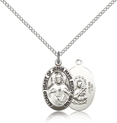 Women's Have Mercy on Us Scapular Medal Necklace - Sterling Silver