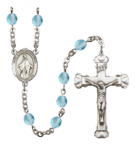 Women's Our Lady of Africa Birthstone Rosary - Aqua