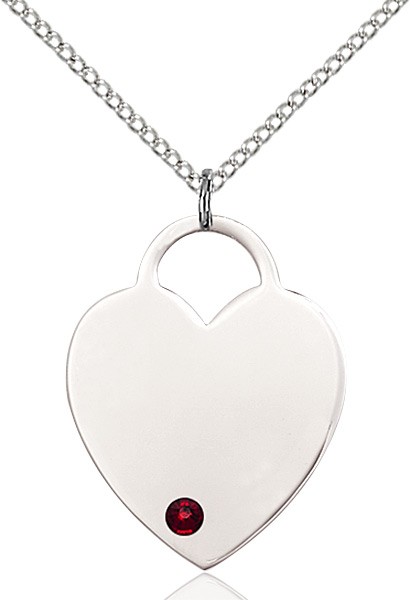 Large Women's Heart Pendant with Birthstone Options - Garnet