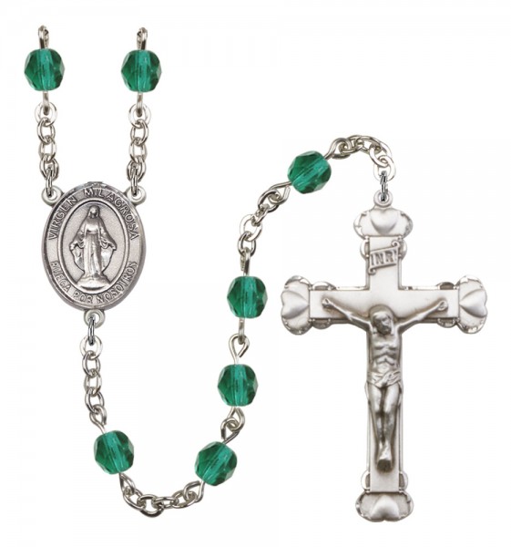 Women's Virgen Milagrosa Birthstone Rosary - Zircon