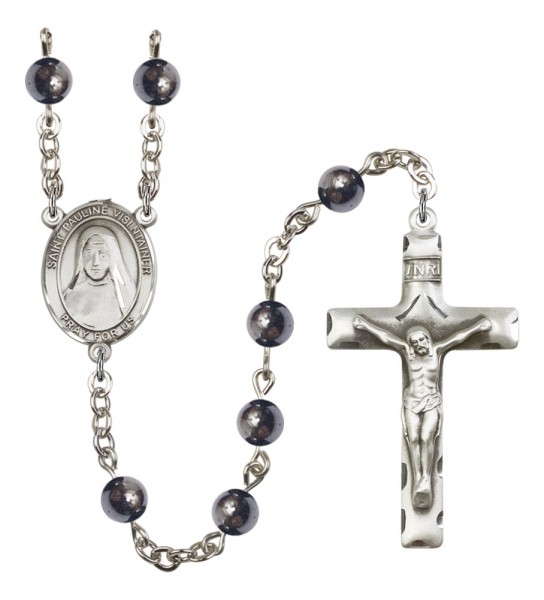 Men's St. Pauline Visintainer Silver Plated Rosary - Gray