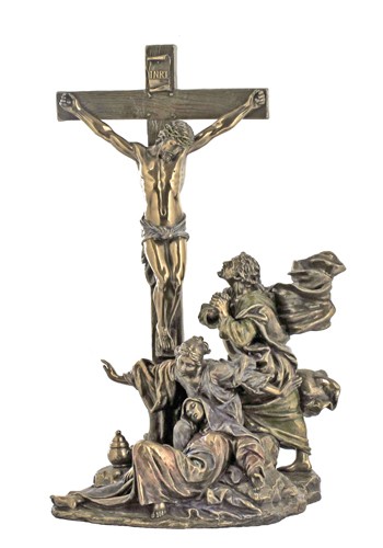 Crucifixion Bronzed Resin Statue - 11 Inches - Bronze