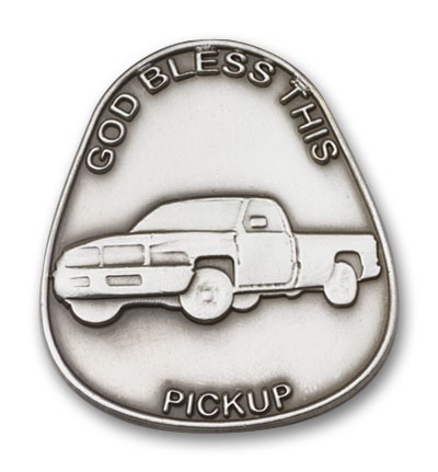 God Bless This Pickup Visor Clip - Antique Silver