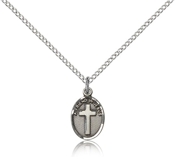 Petite Friend In Jesus Cross Pendant - Sterling Silver