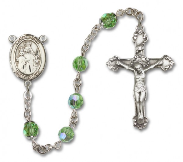 Maria Stein Sterling Silver Heirloom Rosary Squared Crucifix - Peridot