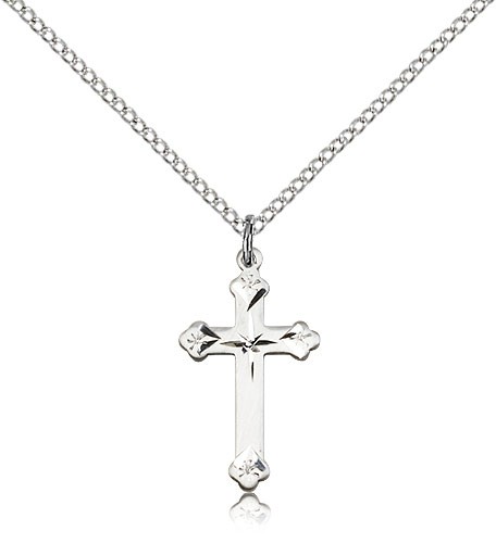 Starburst Center Cross Necklace - Sterling Silver