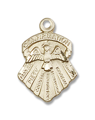 Girl's Seven Gifts Confirmation Pendant - 14K Solid Gold