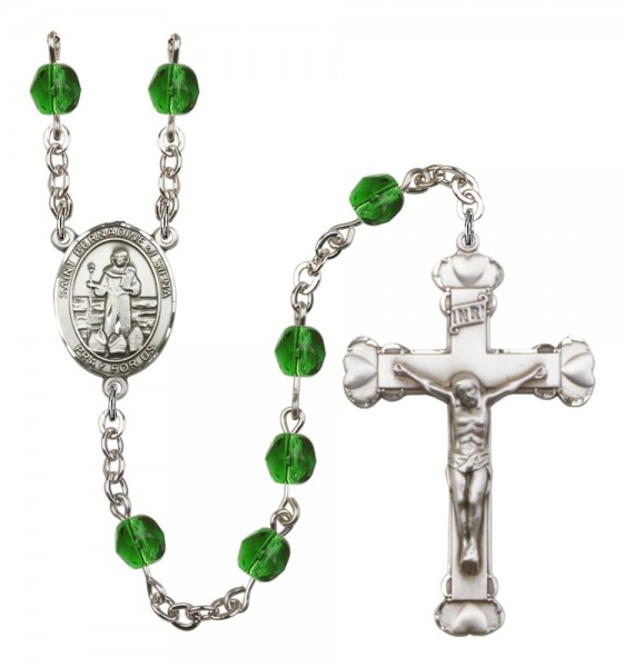 Women's St. Bernadine of Sienna Birthstone Rosary - Emerald Green