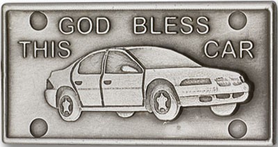 God Bless This Car Visor Clip - Antique Silver