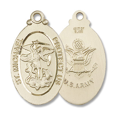 Men's St. Michael Army Medal - 14K Solid Gold