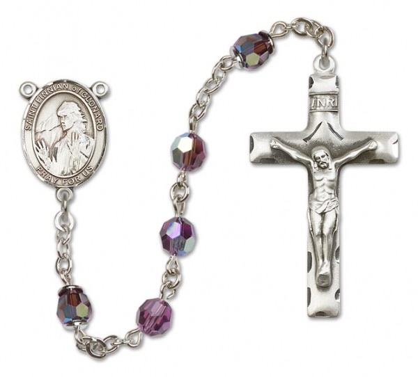 St. Finnian of Clonard Sterling Silver Heirloom Rosary Squared Crucifix - Amethyst