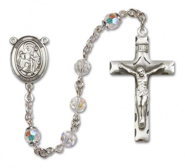 St. James the Greater  Sterling Silver Heirloom Rosary Squared Crucifix - Crystal