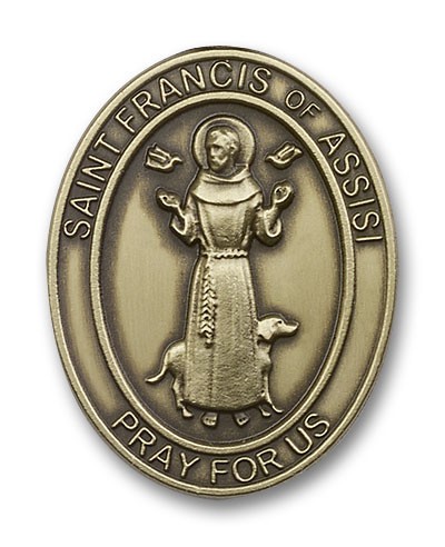 St. Francis of Assisi Visor Clip - Antique Gold