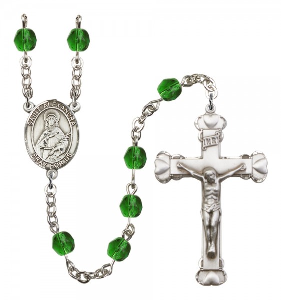 Women's St. Alexandra Birthstone Rosary - Emerald Green