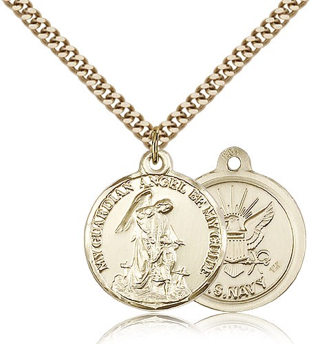 Guardian Angel Navy Medal - 14KT Gold Filled