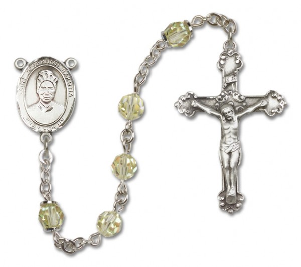 St. Josephine Bakhita Sterling Silver Heirloom Rosary Fancy Crucifix - Zircon