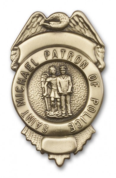 St. Michael Patron of Police Visor Clip - Antique Gold