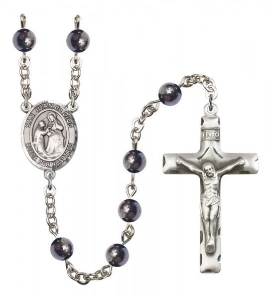 Men's San Juan de Dios Silver Plated Rosary - Gray