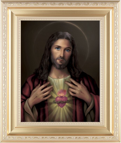 Sacred Heart of Jesus 8x10 Framed Print Under Glass - #138 Frame