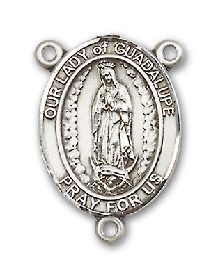 Our Lady of Guadalupe Rosary Centerpiece Sterling Silver or Pewter - Sterling Silver