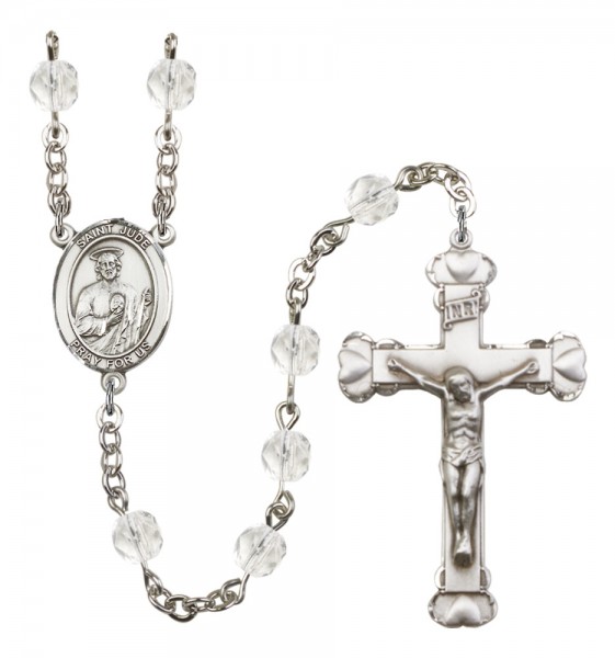 Women's St. Jude Thaddeus Birthstone Rosary - Crystal
