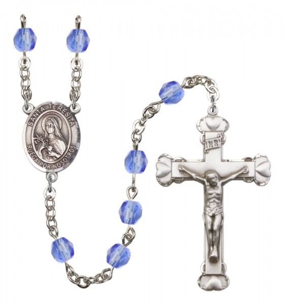 Women's Santa Teresita Birthstone Rosary - Sapphire