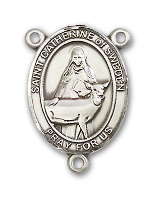 St. Catherine of Sweden Rosary Centerpiece Sterling Silver or Pewter - Sterling Silver