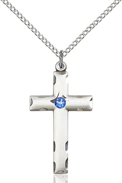 Women's Birthstone Cross Pendant - Sapphire