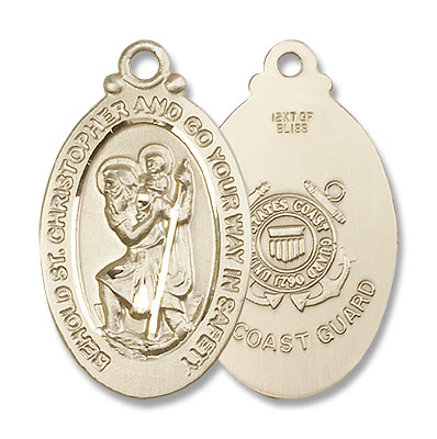 St. Christopher Coast Guard Medal - 14K Solid Gold