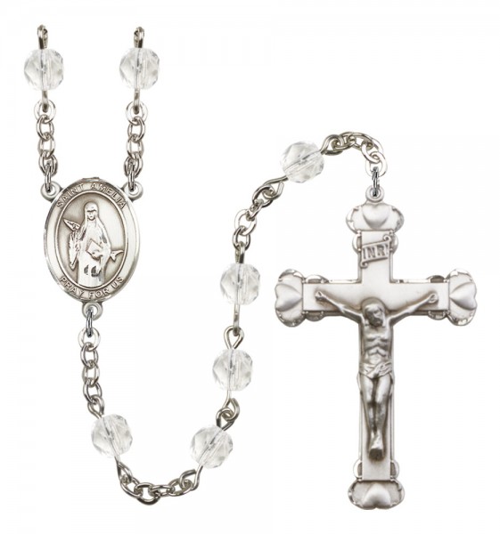 Women's St. Amelia Birthstone Rosary - Crystal