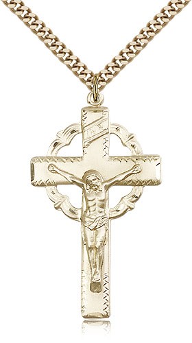 Celtic Crucifix Medal High Polish - 14KT Gold Filled