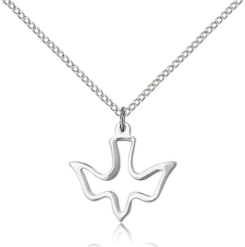 High Polish Cut Out Holy Spirit Medal - Sterling Silver