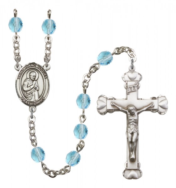 Women's St. Isaac Jogues Birthstone Rosary - Aqua